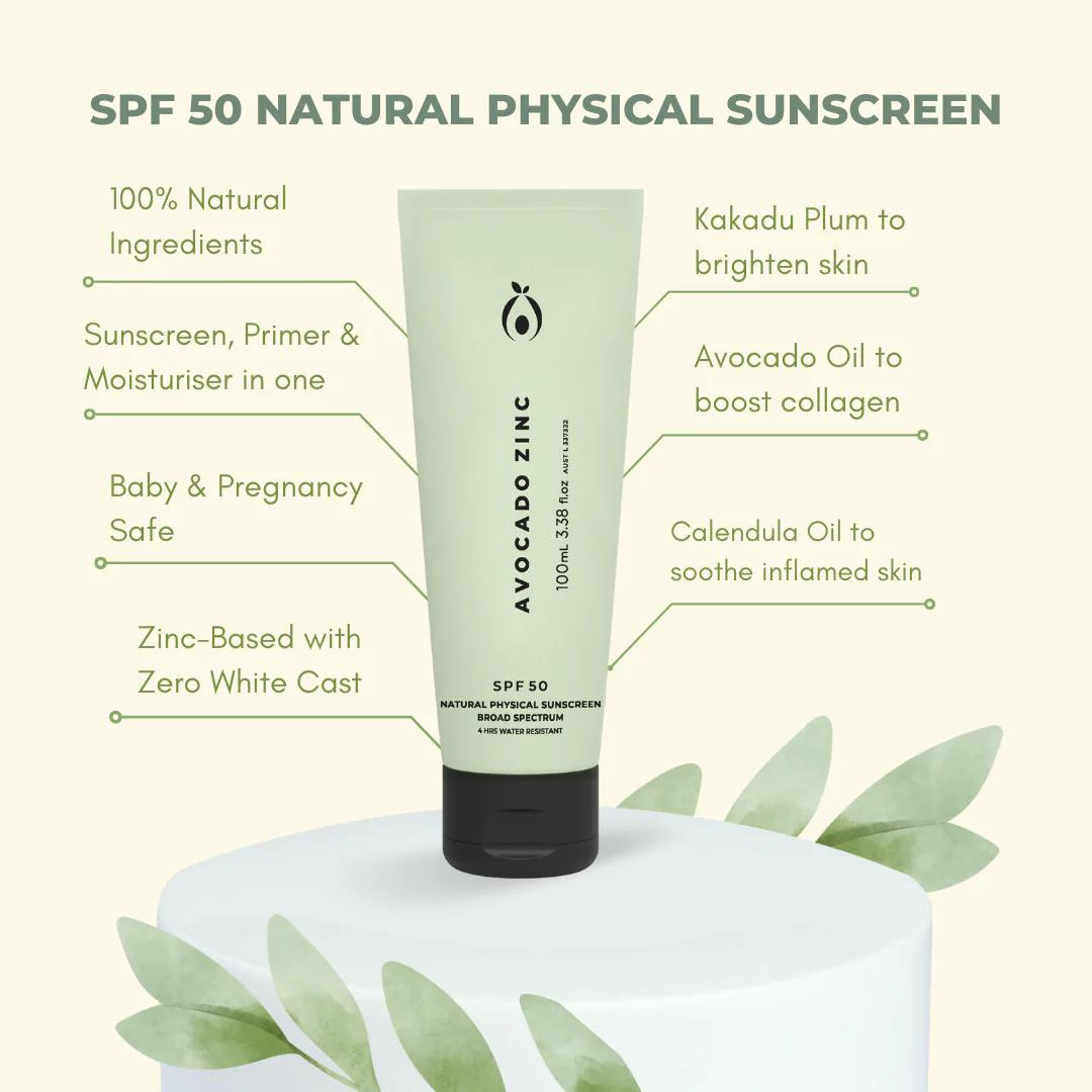 Avocado Zinc SPF 50 Natural Physical Sunscreen