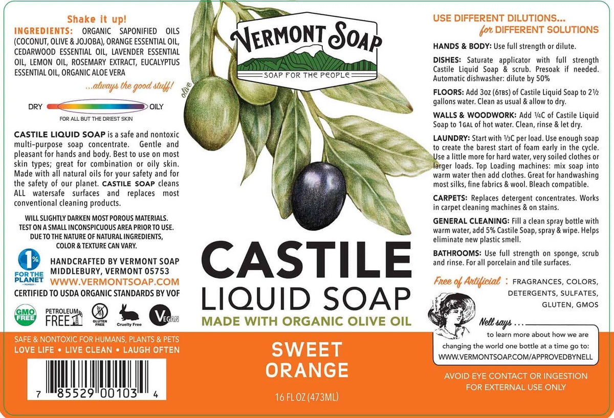 Vermont Castile Liquid Soap - Sweet Orange