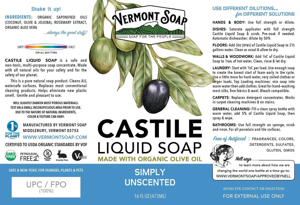 Vermont Castile Liquid Soap - Simply Unscented